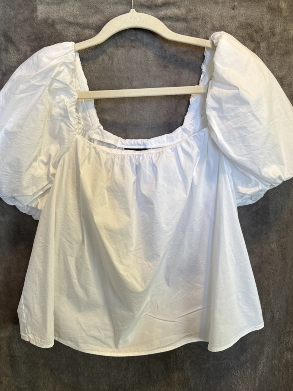 🤍 Alex Marie Women's Puff Sleeve Blouse White Cropped Top Size Large | Boho Wes
